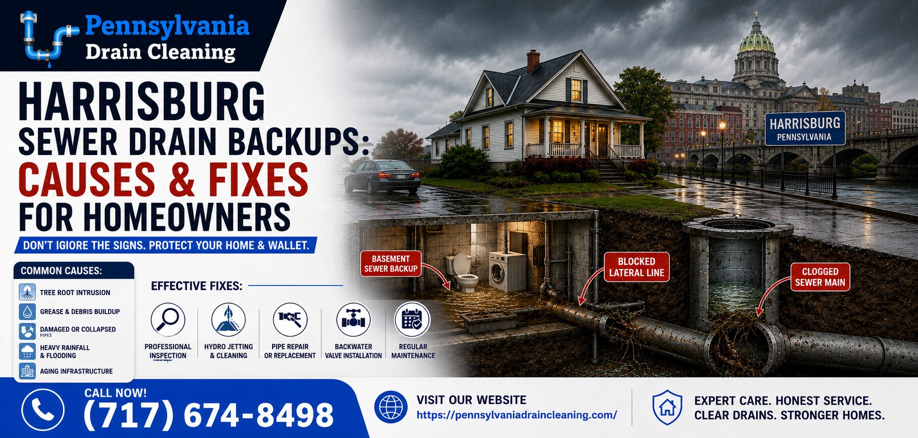 harrisburgh sewer drain backup