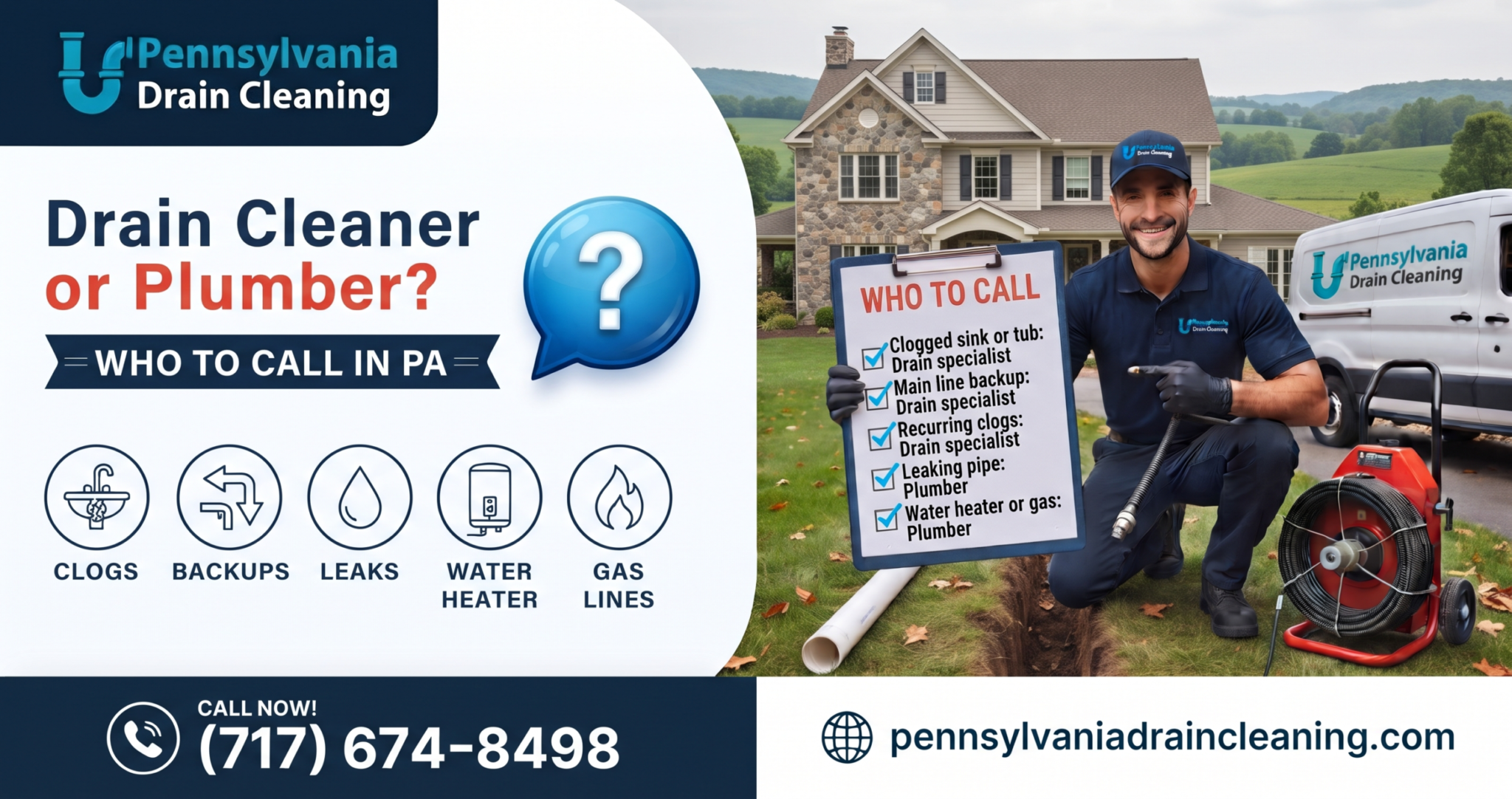 Drain cleaner or plumber, who to call in Pennsylvania