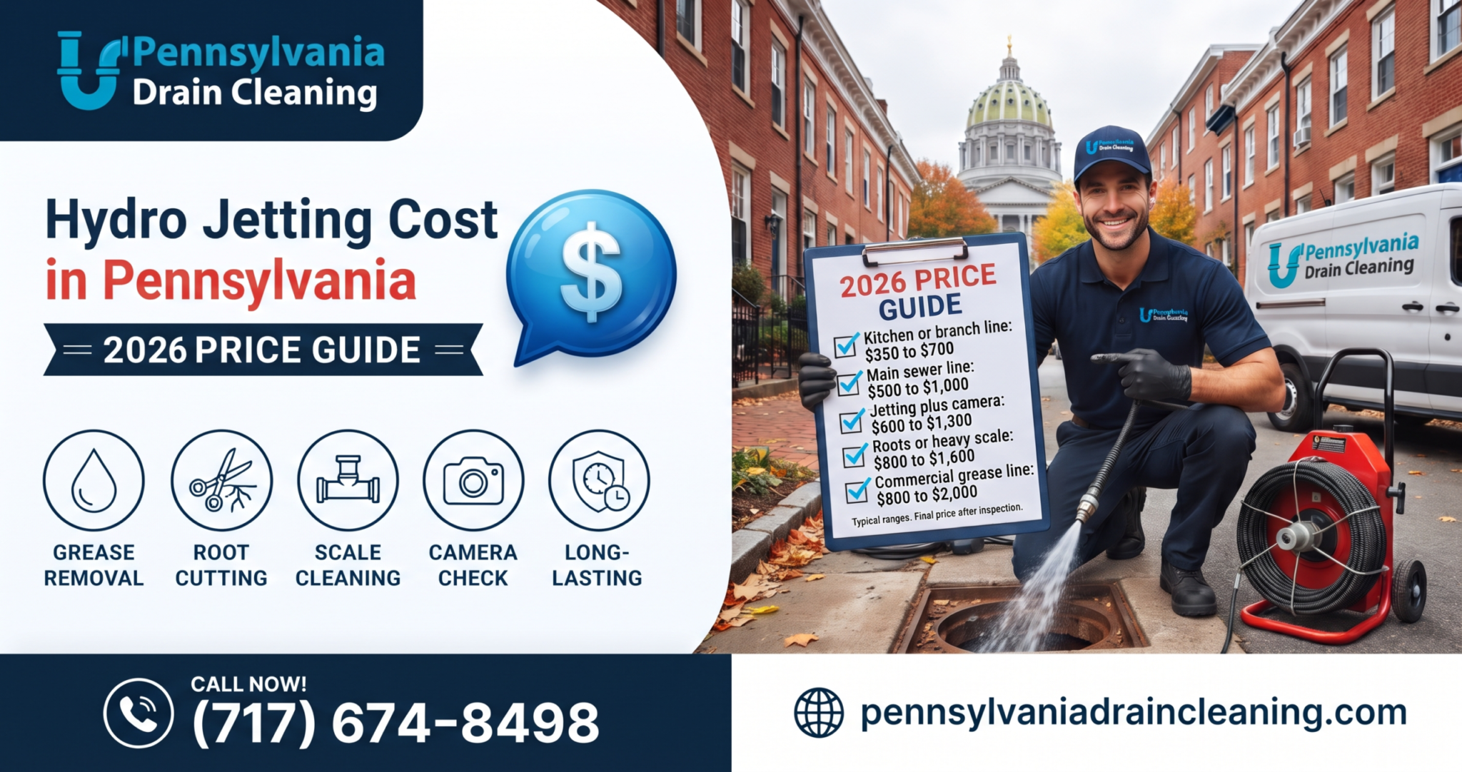 Hydro jetting cost in Pennsylvania 2026 price guide