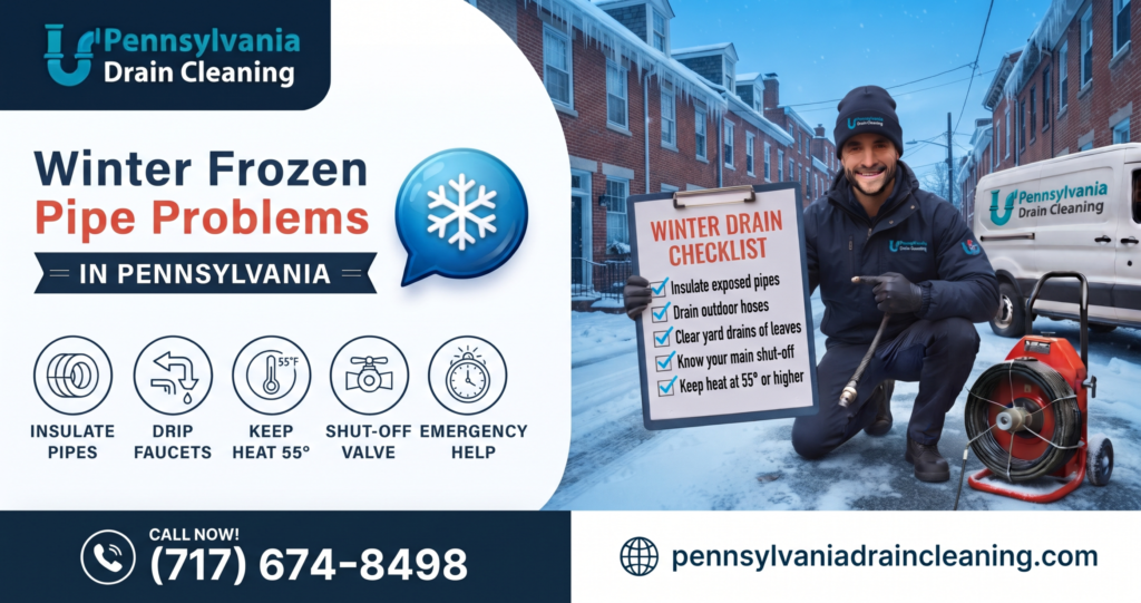 Winter Frozen Pipe and Drain Problems in PA